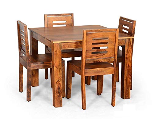 Image of Furnire Carp Sheesham Wood Urban 4 Seater Dining Table with 4 Chairs for Living Room Home || Solid Wood Dining Room Sets Furniture for Dinner Rooms & Hotels (Honey Finish)