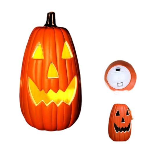 YQWハロウィン 装飾 かぼちゃ 置物 1個組 シミュレーションパンプキン カボチャ 感謝祭 小道具 LEDライト 電池式 電池は付属していません (ハロウィン ロングパンプキンバケツ 21インチ)