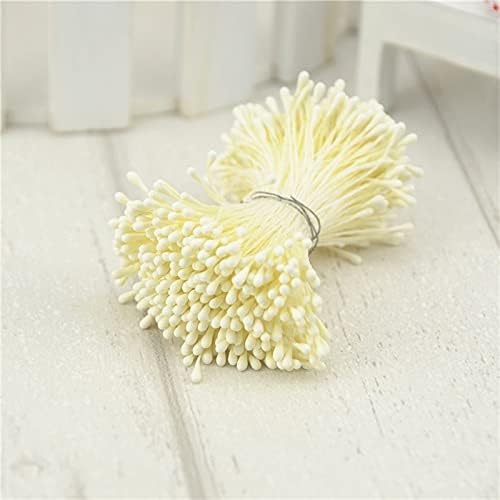 3600pcs 2mm Retro Matte Double Head Mini Flower Stamen Pistil Wedding Decoration Scrapbooking DIY Fake Pearl Cards Cakes Flowers (Color : Milk White)
