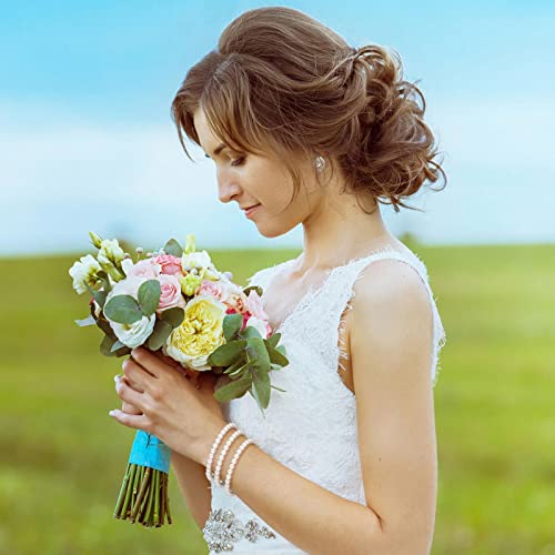 Glenmal Pearl Bracelets for Women Wedding Faux Bridal White Pearl Bracelet Bulk Elastic Stretch Bridesmaid for Party Gift4