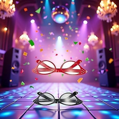 2Pcs Cat Eye Glasses with Rhinestones, Retro Party Costume for Cossplay Hip Hop Dress up Party Gifts