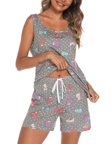 ENJOYNIGHT Pyjama court d'été pour femme - Sans manches - Haut et short - Vêtement de nuit pour...