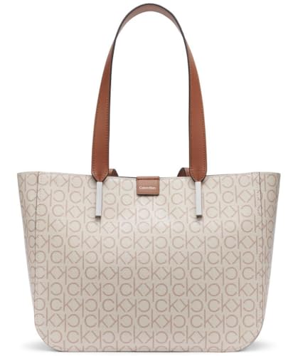Calvin Klein Audrey East/West Tote, Vanilla/Khaki/Caramel, One Size