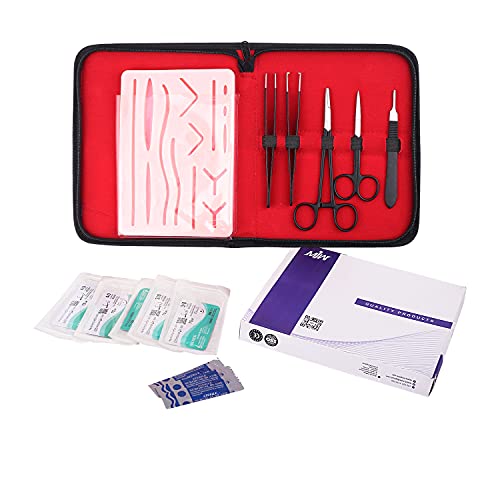 Image of Suture Practice Kit for Medical Student, Complete Suture Practice Kit, Suture Training Include Upgrade Suture Pad with 3 Layers and 14 Wounds with Silicone Suture Pad and Suture Tool kit,