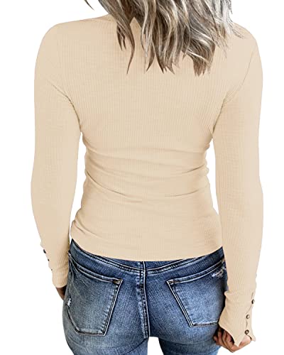 Image of KINLONSAIR Women Long Sleeve Henley Shirts Scoop Neck T-shirt Basic Tops