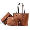 Handbags-for-Women-Shoulder-Bags-Tote-Satchel-Hobo-3pcs-Purse-Set LOVEVOOK Purses for Women Classic Shoulder Tote Satchel Hobo Bags 3pcs Handbags Gift for Her Brown