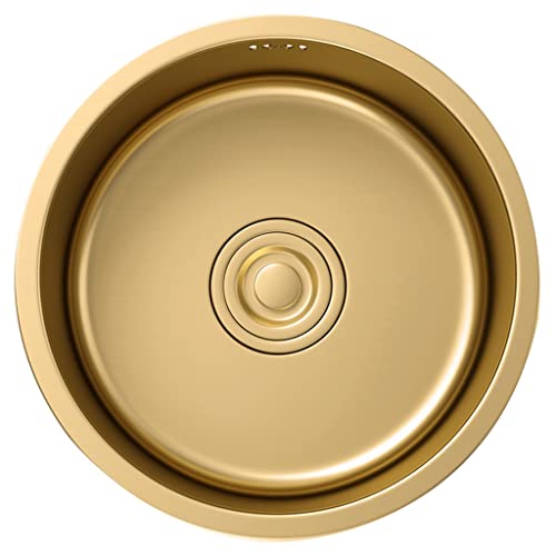 PHSP Küchen Rundes Waschbecken aus Edelstahl in Gold Langlebiges Bar-Spülbecken mit Einer Schüssel Küchenspüle im Haushalt RV-Mini-Waschbecken Küchenspülen (Color : Gold, S : 40 * 40cm)