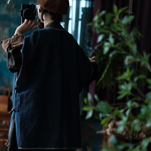 Womens Handmade Linen Clothing V Neck Layering Vest Top Cap Sleeve Loose Fit Tank Top with Pocket3