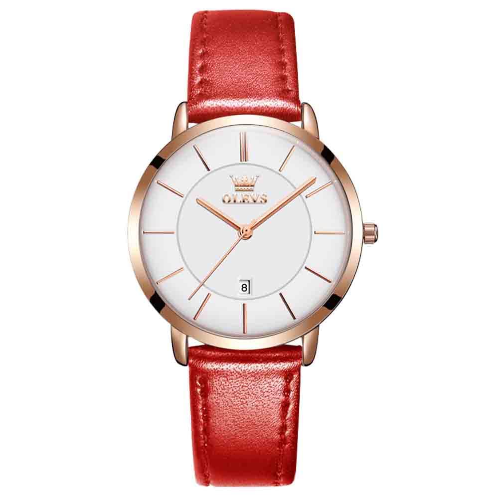 Women Wrist Watches Ultra Thin 6.5mm Minimalist Business Dress Waterproof & Date & Leather Strap Slim Watches for Women