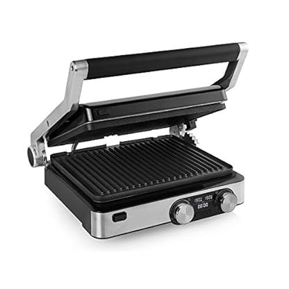 Digitaler 2000Watt Edelstahl Kontaktgrill mit & Timer Lowfat Indoorgrill Panini Multigrill Snackmaker, inklusive…