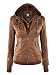 LL WJC664 Womens Faux Leather Jacket with Hoodie M CAMEL