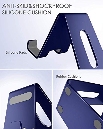 Image of CreaDream Cell Phone Stand, Cradle, Holder,Aluminum Desktop Stand Compatible with Switch, All Smart Phone, iPhone 11 Pro Xs Max Xr X Se 8 7 6 6s Plus SE 5 5s-Navy Blue