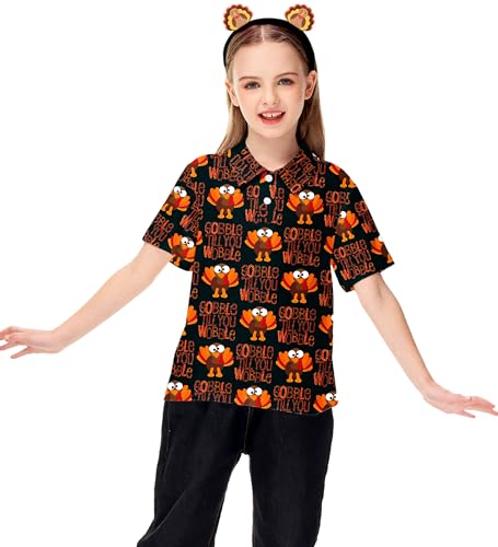 Image of AOBUTE Kids 4th of July Polo American Flag Short Sleeve Button Down Shirts Tops 3-14 Years