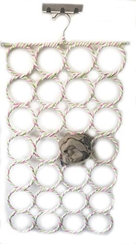 Grids London Ltd Scarf Hanger Wardrobe Organiser Storage Belt Ties Scarves 28 Rings Display Hole Hook Hang