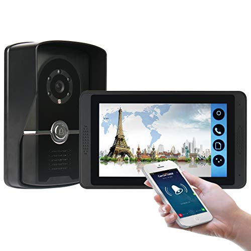 WLAN Video Türsprechanlage Türklingel Gegensprechanlage System, 7 Zoll WLAN Monitor mit Verdrahteter Kamera im Freien, Berührungsempfindlicher