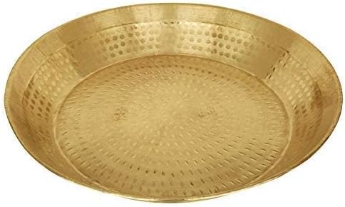 Brass Handmade Dough Kneader Pital Ki Parat Pie Pan Paraat 16 inch For Kneading, Baking Atta Parant