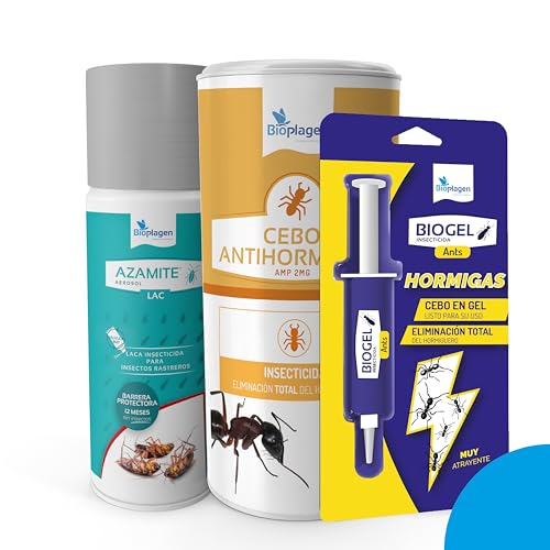 Pack Cebo antihormigas + Biogel antihormigas + Azamite LAC | Insecticida microgranulado + Cebo insecticida en gel + Insecticida en aerosol | Bioplagen