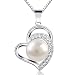 Produktbild b. Catcher Damen Perle Lange Halskette aus Silber 925 Anhänger doppelte Herzen Hüter der Liebe Geschenk Valentinstag