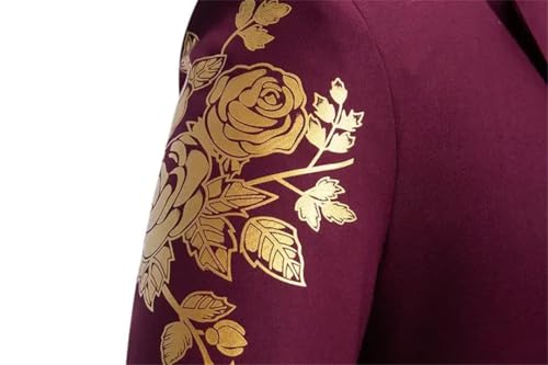 Men Business Social Suit Single Breasted Wedding Prom Party Rose Printed Blazers4