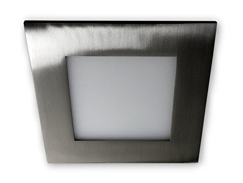 LICHT DISCOUNT LED Einbaupanel | Einbaulampe 230V eckig alu gebürstet | Deckenleuchte Panel Deckenlampe 6W 2800K warmweiß | Lichtpanel flach Cover