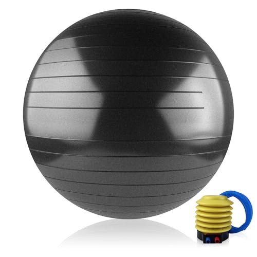 VELLUSTRA Ballon Grossesse, 65CM Balles d'exercices Fitness, Gymnastique Gym avec Pompe Rapide, Anti-éclatement et Anti-Dérapant Yoga Ball, Swiss Ball de Gym...