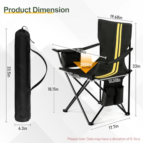 Outvita Silla de Camping Portátil con Nevera Aislada y Bolsa Negra miniatura 3