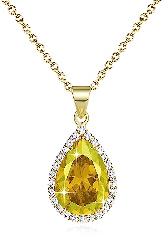 Sumonyo Diamond Teardrop Pendant Necklaces for Women Crystals Birthstone Costume ...