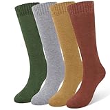 Beaulov 4 Pairs Knee High Socks for Women Winter Warm Thermal Long Fluffy Sock Thigh High Socks for Ladies Cozy Length Slouch Sock Calf Warmth