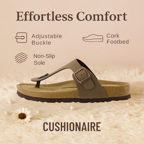 CUSHIONAIRE Women's Leah Cork Footbed Sandal With +Comfort3