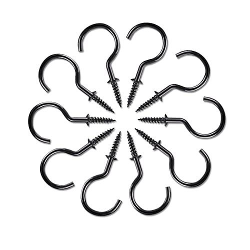 ECKJ Cup Hooks Mug Hooks 50PCS Screw in Wall Hooks Plant Hooks Kitchen Hooks Great for Indoor Outdoor Use Color Black Size 1.77 inches
