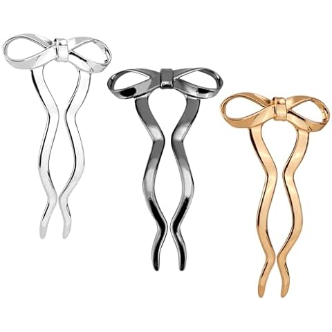 3pcs Metal Bow Hair Pins Set Cover