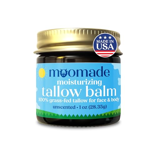 Organic Beef Tallow Bag Balm with Rosehip Oil | Unscented 1 oz – Hand Made in USA 100% Grass-Fed Beef Tallow Moisturizer for Face & Body, Baby, Eczema, Acne-Prone & Sensitive Skin