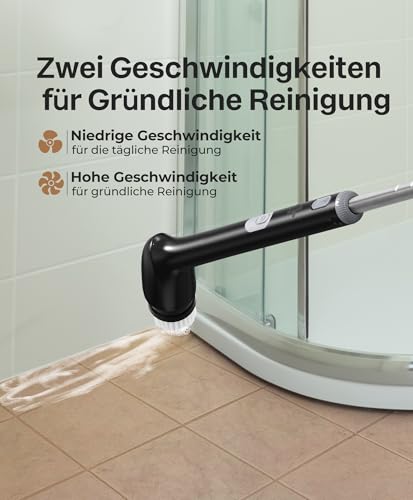 Image of LyriFine Electric Spin Scrubber, New Full-Body IPX7 Waterproof Bathroom Cleaner Brush, Shower Scrubber with Long Handle & 2 Speed, Heads Replacement, Cleaning Supplies for Tub Shower Tile Floor