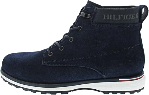 Tommy Hilfiger Botas Hombre Corporate Outdoor Suede Boot de Piel, Azul (Desert Sky), 40 EU