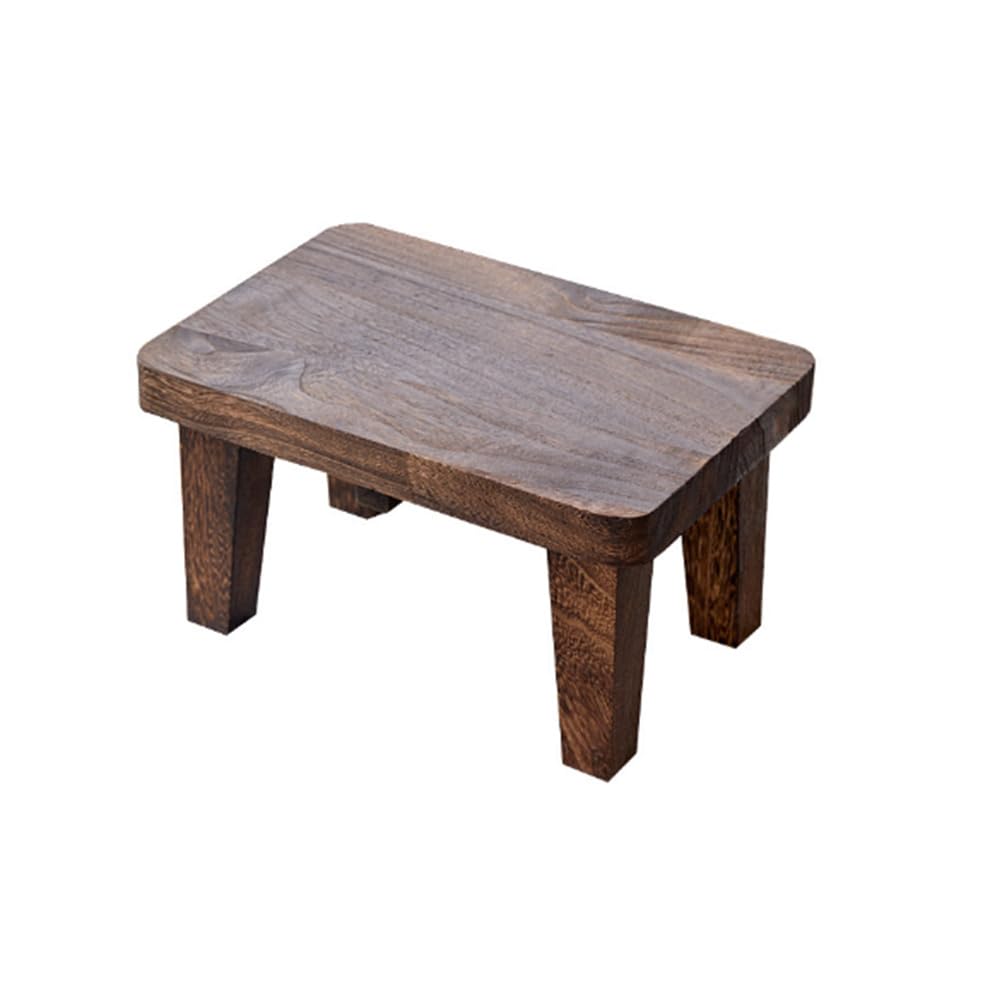 Taburete de Madera Multifuncional - Mesa de Café, Cambiador de Zapatos, Soporte para Plantas, Banco Bajo de Madera Maciza