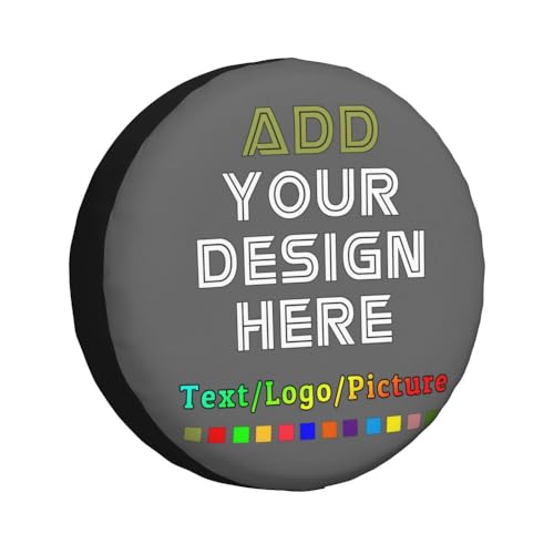 Image of Custom Spare Tire Cover Personalized Tire Covers Add Your Own Design Logo Picture Customize Wheel Cover Universal Size 14-17 in Fit for Jeep Trailer Camper RV Wheel Covers, DimGray