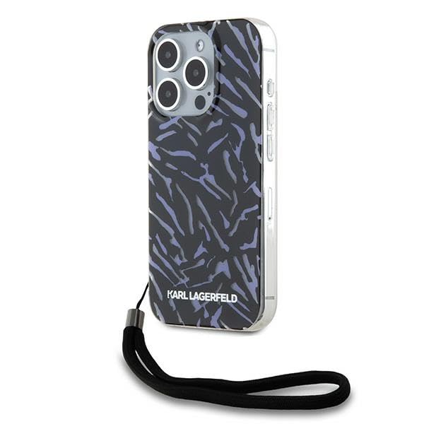 CG Mobile Karl Lagerfeld KLHCP15XHZBPKCCU Coque pour iPhone 15 Pro Max 6,7" Motif zèbre Violet avec Cordon