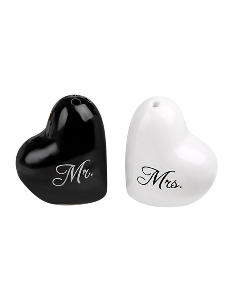 Jayp Ceramic Love Heart Mr&Mrs Salt Pepper Shaker Bottles Set