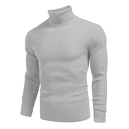 Generisch Sud Online Comprar Hombre   Suéter de lana de invierno con cuello redondo, camisa, adecuado para la parte superior de cuello alto de transición, abrigo, gris, XXL
