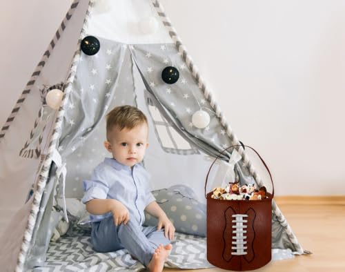 Image of Football Basket Kids Storage Basket Baby Gift Basket Rectangular Cute Toy Storage Bin Box Organizer Book Shelf Basket Dinosaur Room Decor(Football)