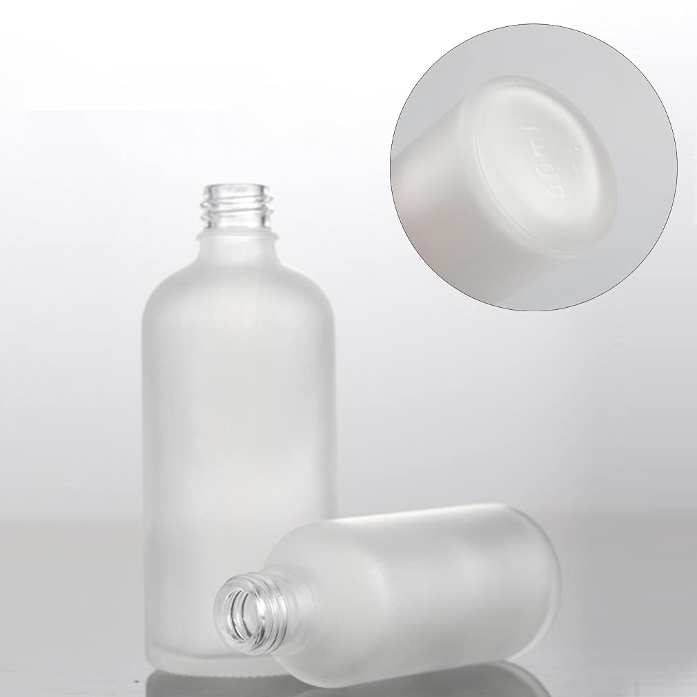 12 Stück Matt transparent Pipettenflasche mit Silber Pipettenring, 100ml Glasflasche Glaspipette Tropfpipetten für Ätherisches Öl,Aromatherapie, Massage, Duftöl Probe +Trichter