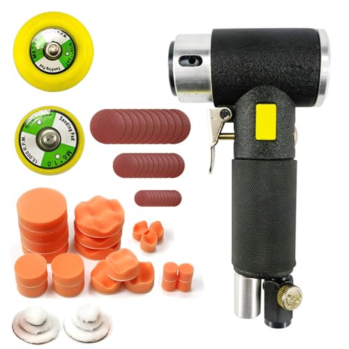 Pulidora de coche con batería, 63 en 1, lijadora excéntrica de aire comprimido, minimáquina pulidora para coche, juego de 30 esponjas x 21, para coche, suelos, azulejos