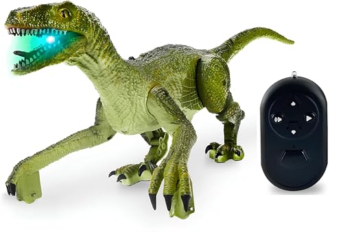 Remote Control Dinosaur Toy RC Dinosaur Velociraptor with LED Light and ...