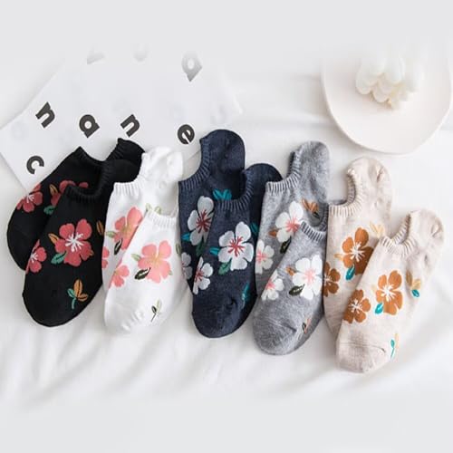 2 pairs of flower patterned women's short socks, invisible socks, fashionable items4