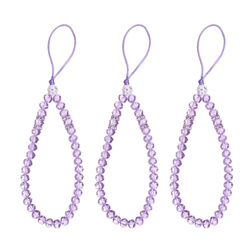 Cordon de cou en cristal scintillant violet pour femme avec perles pailletées pour clés