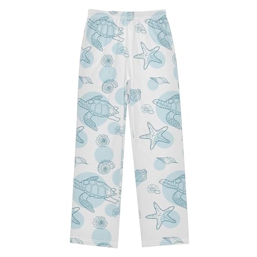 Boys' Pants Sea Turtle Starfish Blue Line Long Bottoms Jogger Pants Elastic Waist Trousers with Pockets S-XL