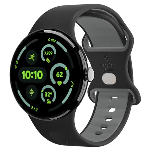 Spigen Nano Pop Designed for Google Pixel Watch 4/3 45mm Band Soft Waterproof Silicone Strap - Black Sesame