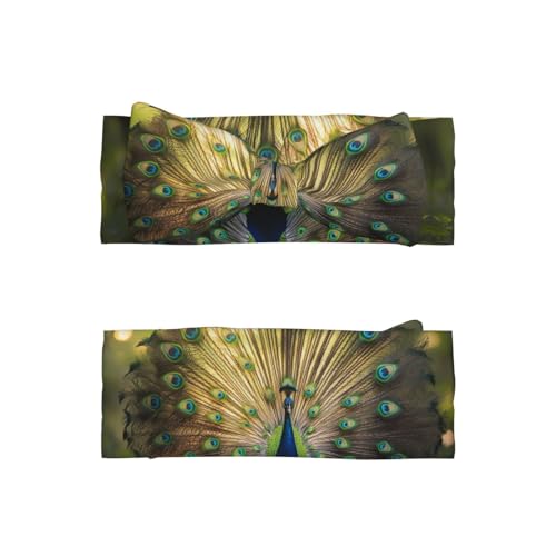 peacock spreading its tail Baby Headbands Soft Nylon Hairbands with Stretchy Bows Girls Hair Accessories for Newborn Infant Toddler Kids2
