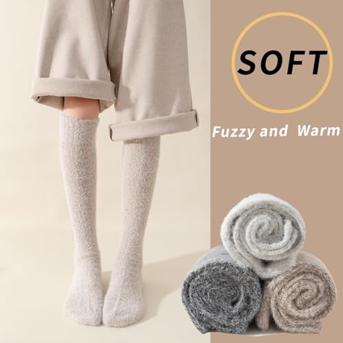 Image of SISOSOCK 5 Pairs Fuzzy Soft Cozy Comfortable Socks for Women, Casual Sleep Comfy Socks, Perfect Warm Winter Gifts for Women