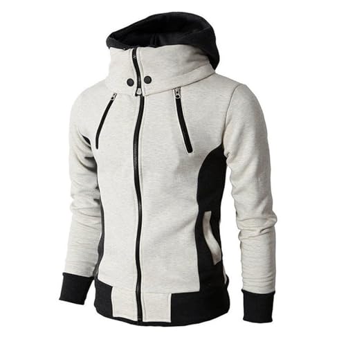 Sinzelimin Mens Turtleneck Hoodies Jackets Full Zipper Fall Winter Cargo Coat Hood Collar Big Tall Boys Cardigan Outwear Tops2
